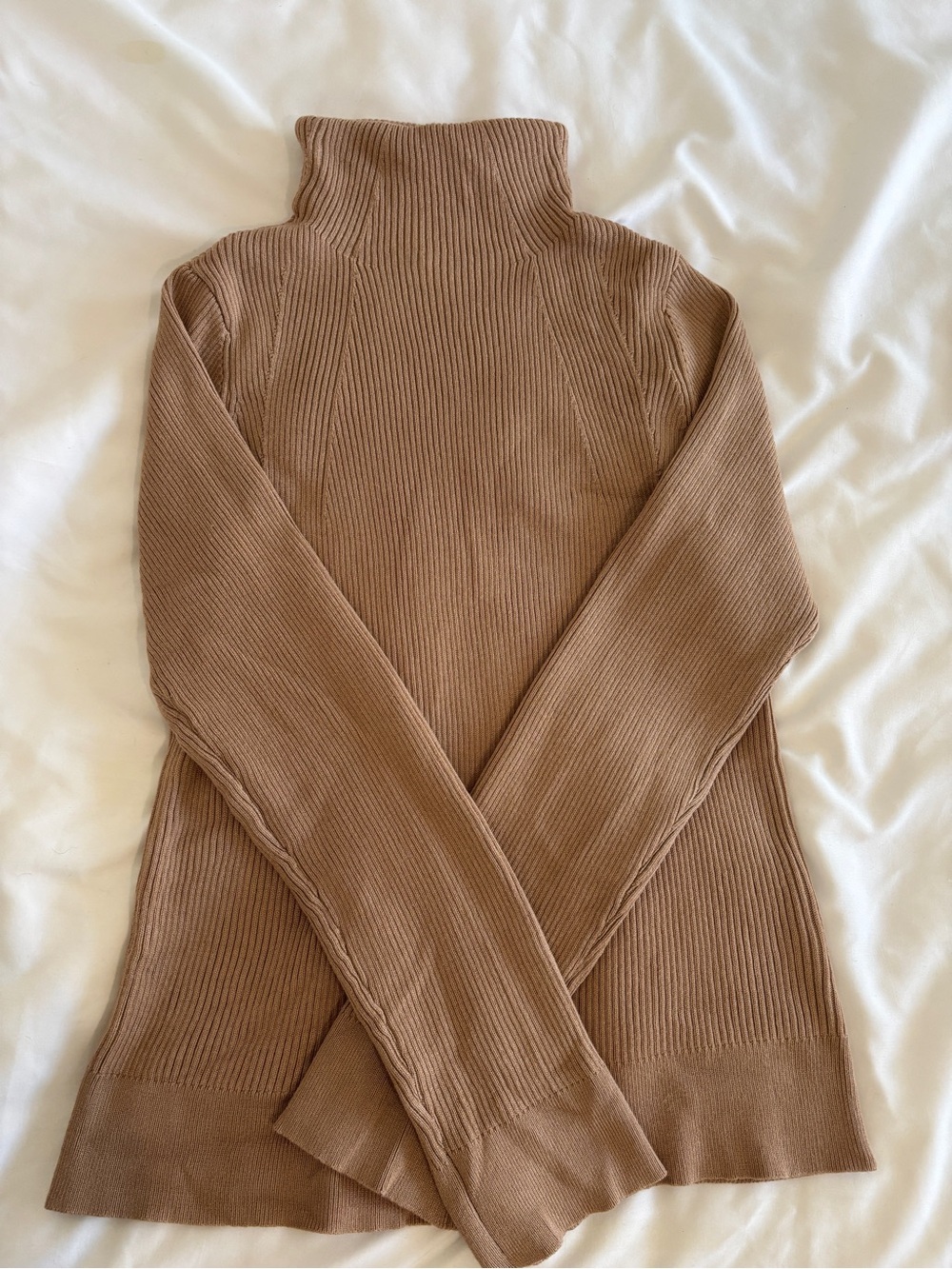 Melissa Paige Ribbed Turtleneck Sweater - Camel Brown